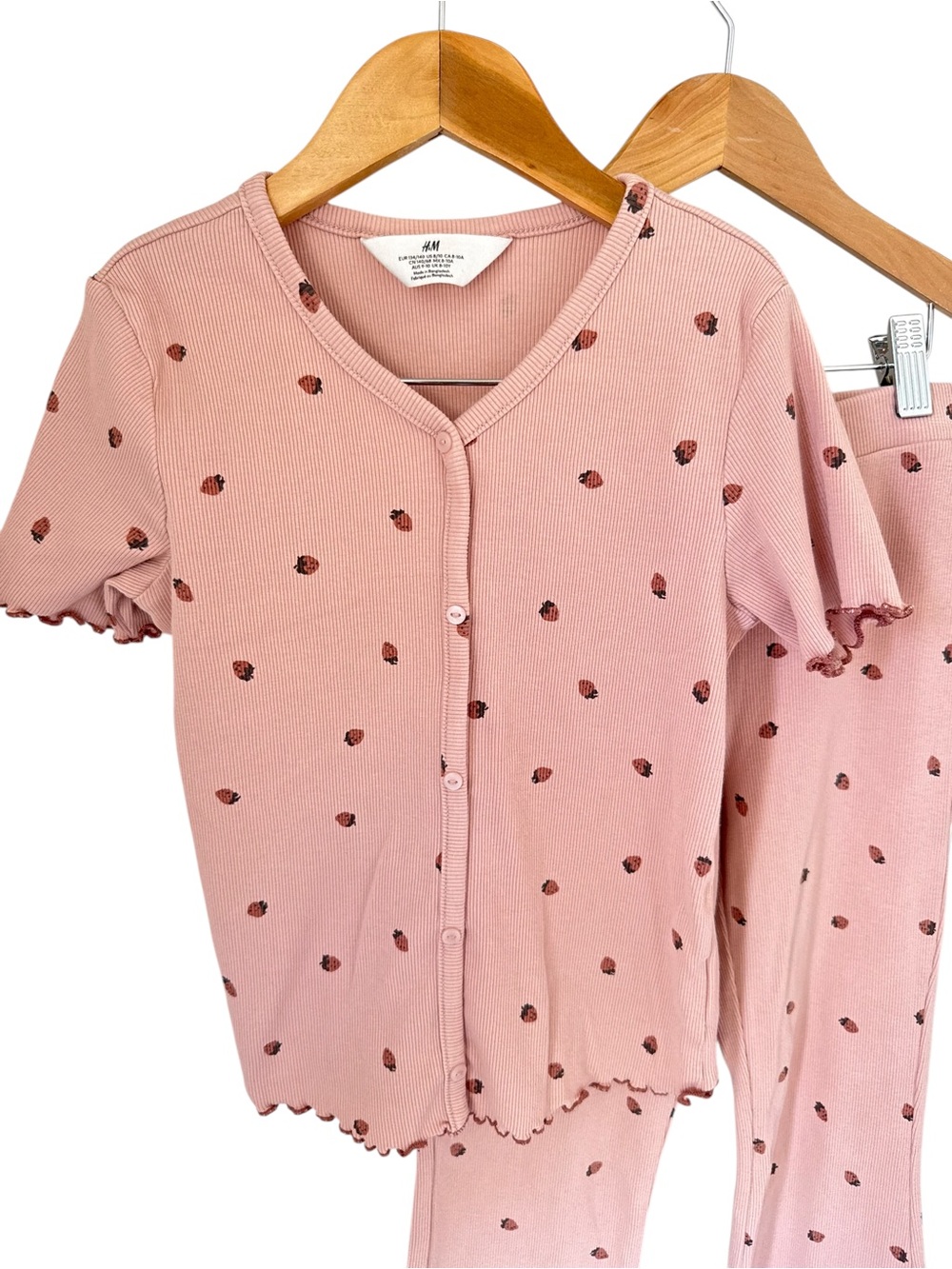 H&M Dusty Pink Strawberry Ribbed Matching Set
